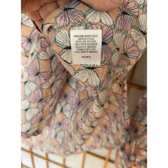 Le Tigre Butterfly Pattern Collared Button Down Blouse Long Sleeve Size Large - Picture 4 of 6
